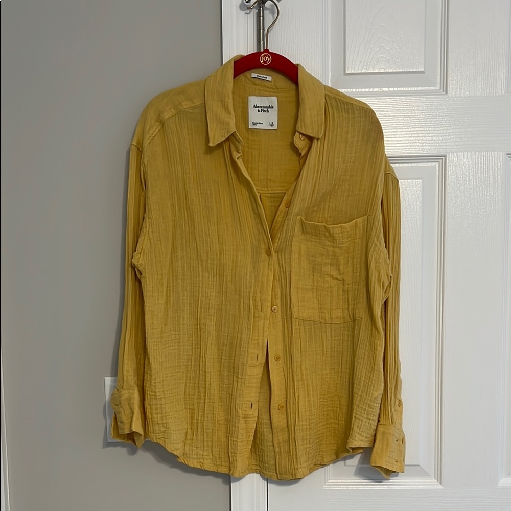 Abercrombie & Fitch Oversized Yellow Button-Up Shirt